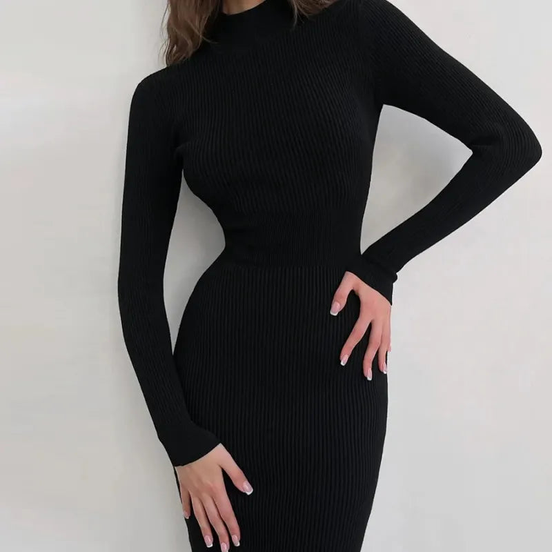 Sexy Turtleneck Woolen Dress