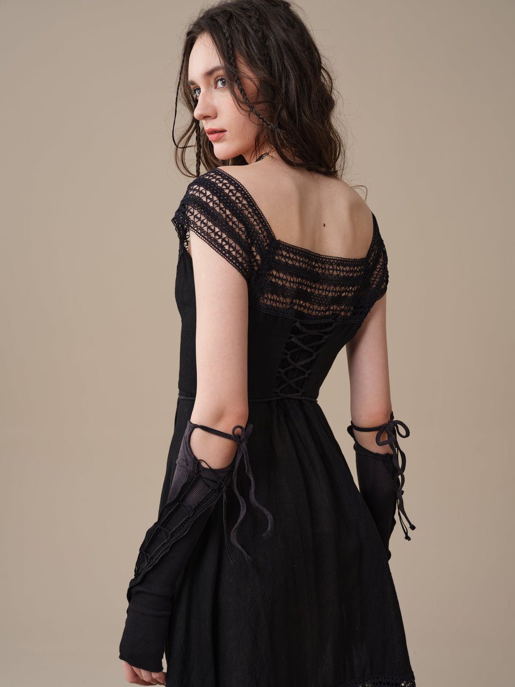 Cherry Tree 25 | Lace Linen flared dress