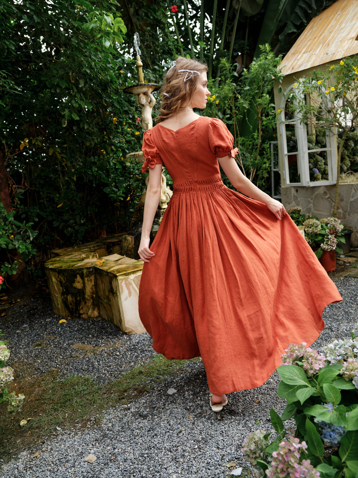 Hydrangea 27 | Corset Floral Linen Dress
