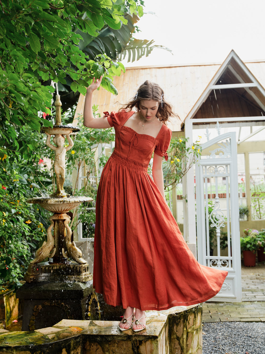 Hydrangea 27 | Corset Floral Linen Dress