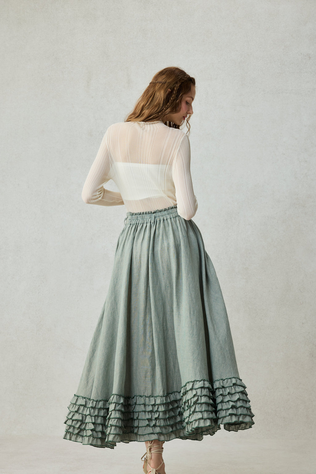 Dorothy 27 | Ruffled maxi linen skirt