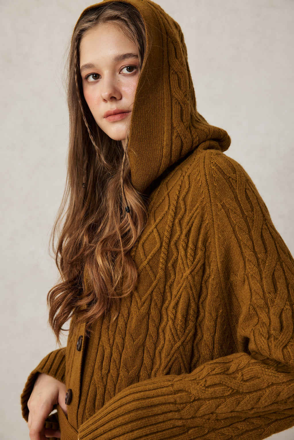 Hudson 15 | 100% wool hooded cardigan coat