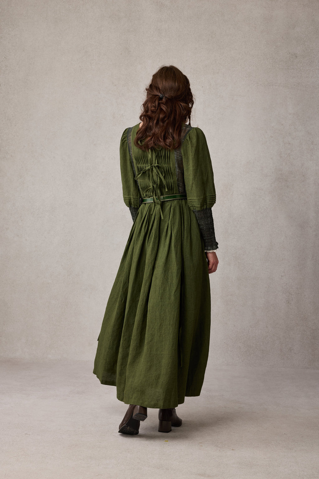 Eliana 15 | Pintucked Patchwork Linen Dress