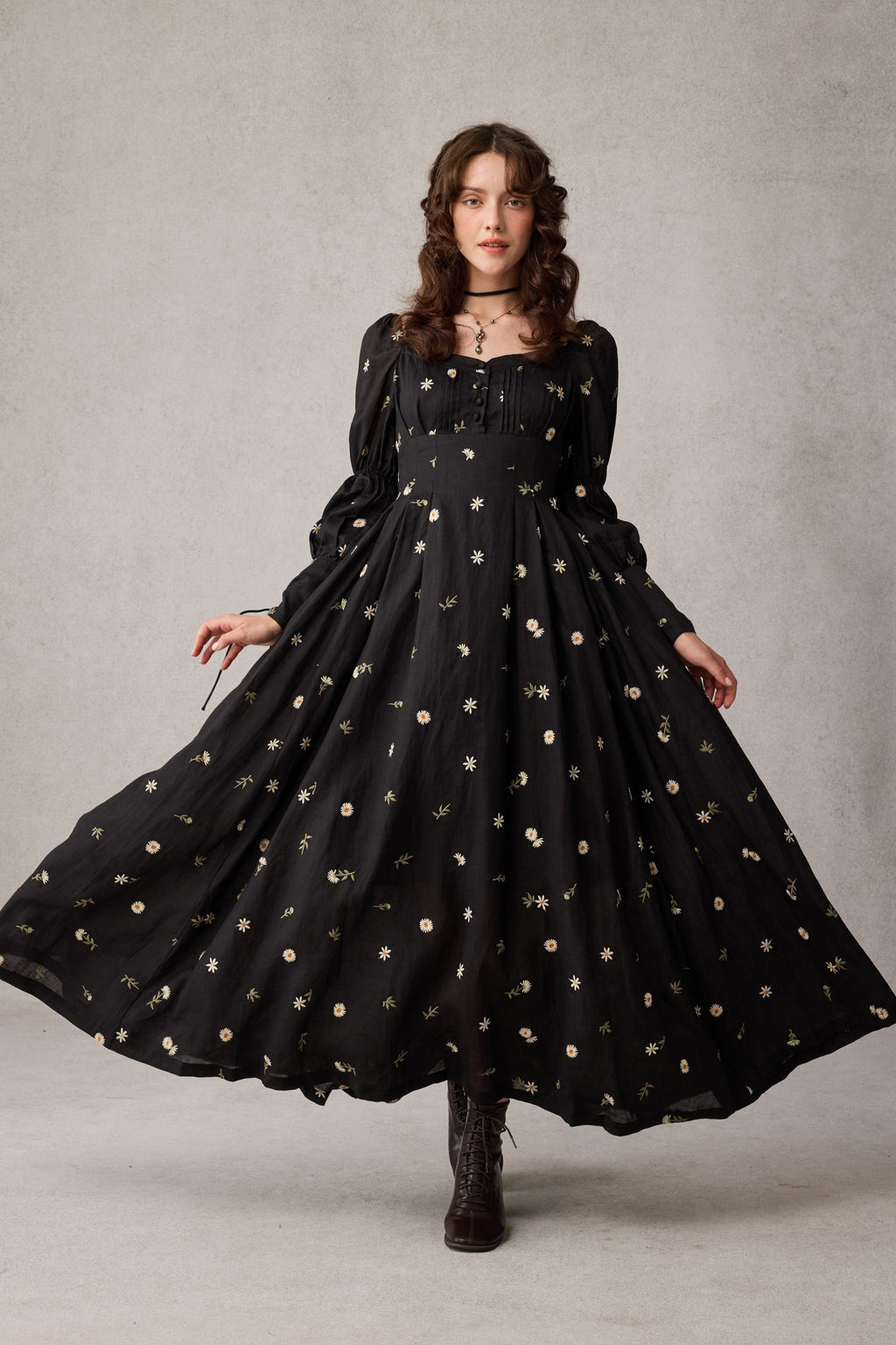 Phoenix 24 | Embroidery Daisy Linen Dress