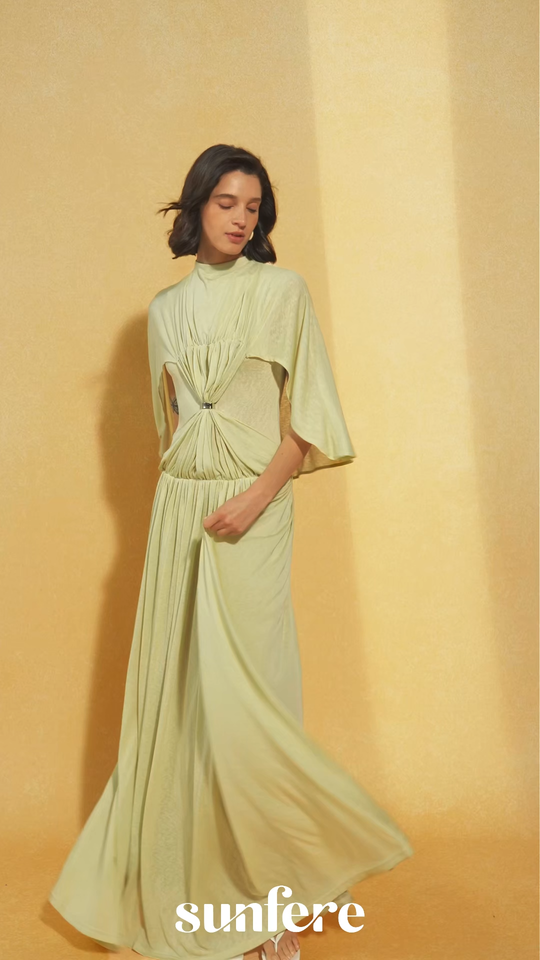 Enchanting Dream Green Cape Sleeve Knit Maxi Dress