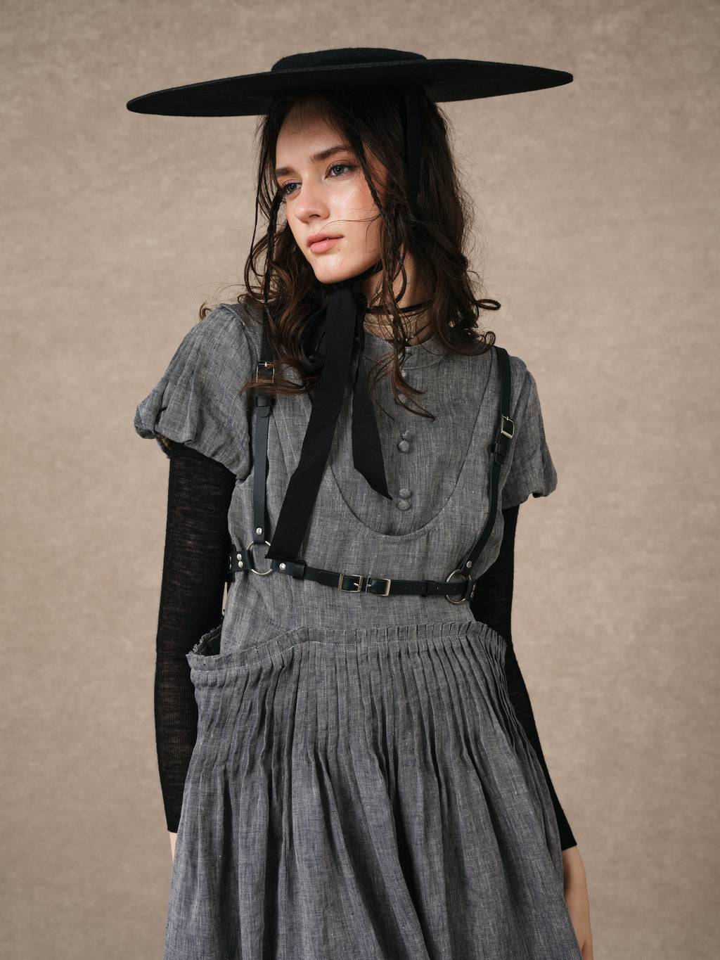 Thistle 09 | Smocked Bib Linen Midi Dress
