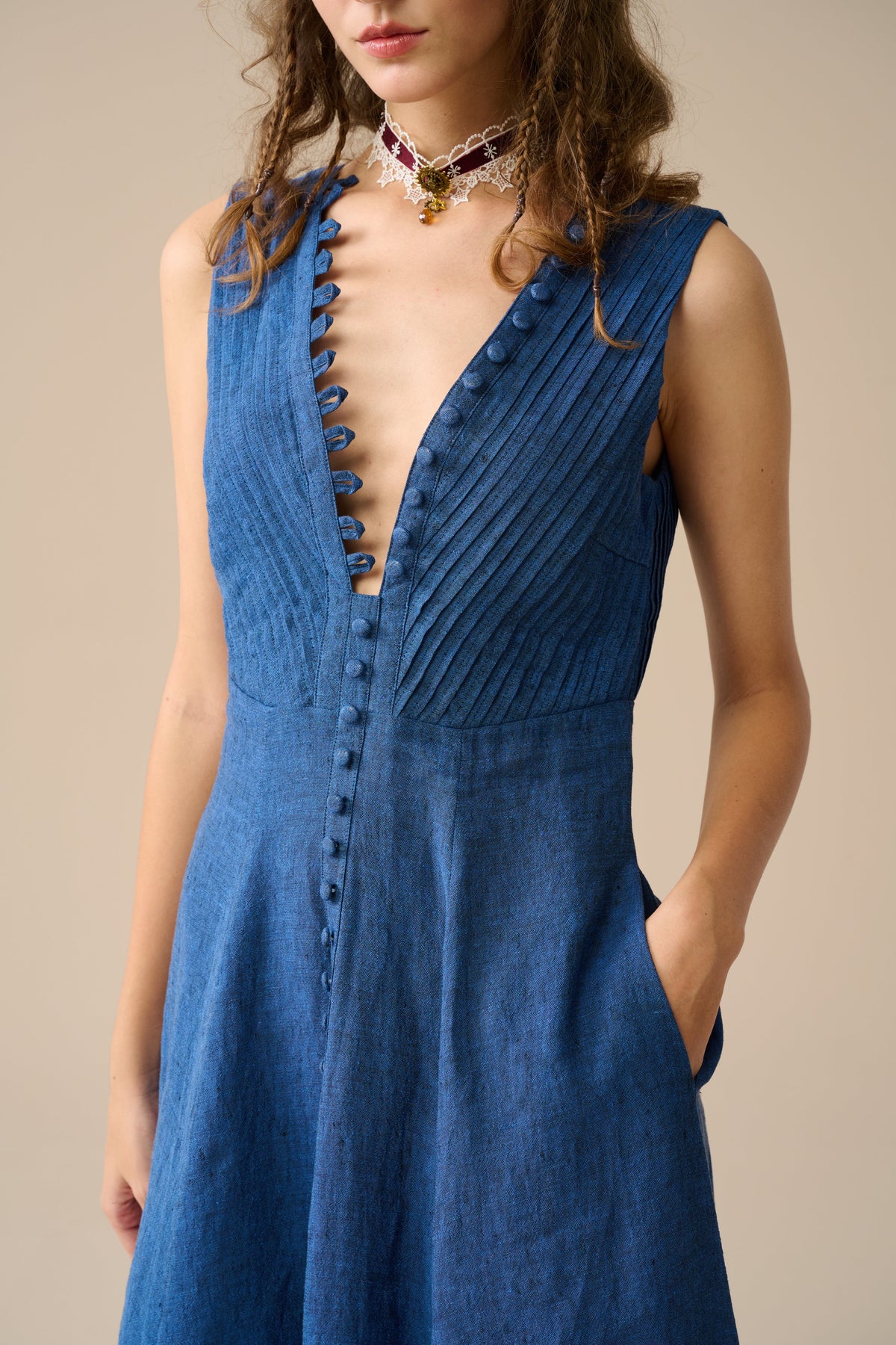 Rebecca 18 | Pleated Maxi Linen Dress