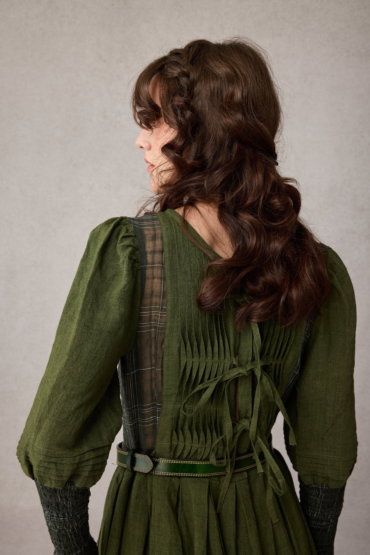 Eliana 15 | Pintucked Patchwork Linen Dress