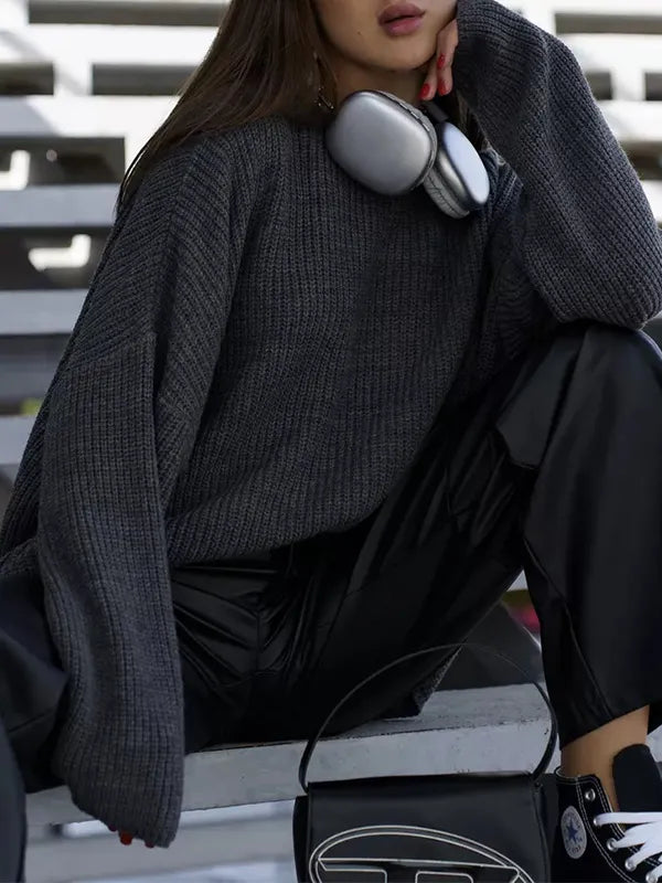 Casual Solid Color Loose Warm Sweater