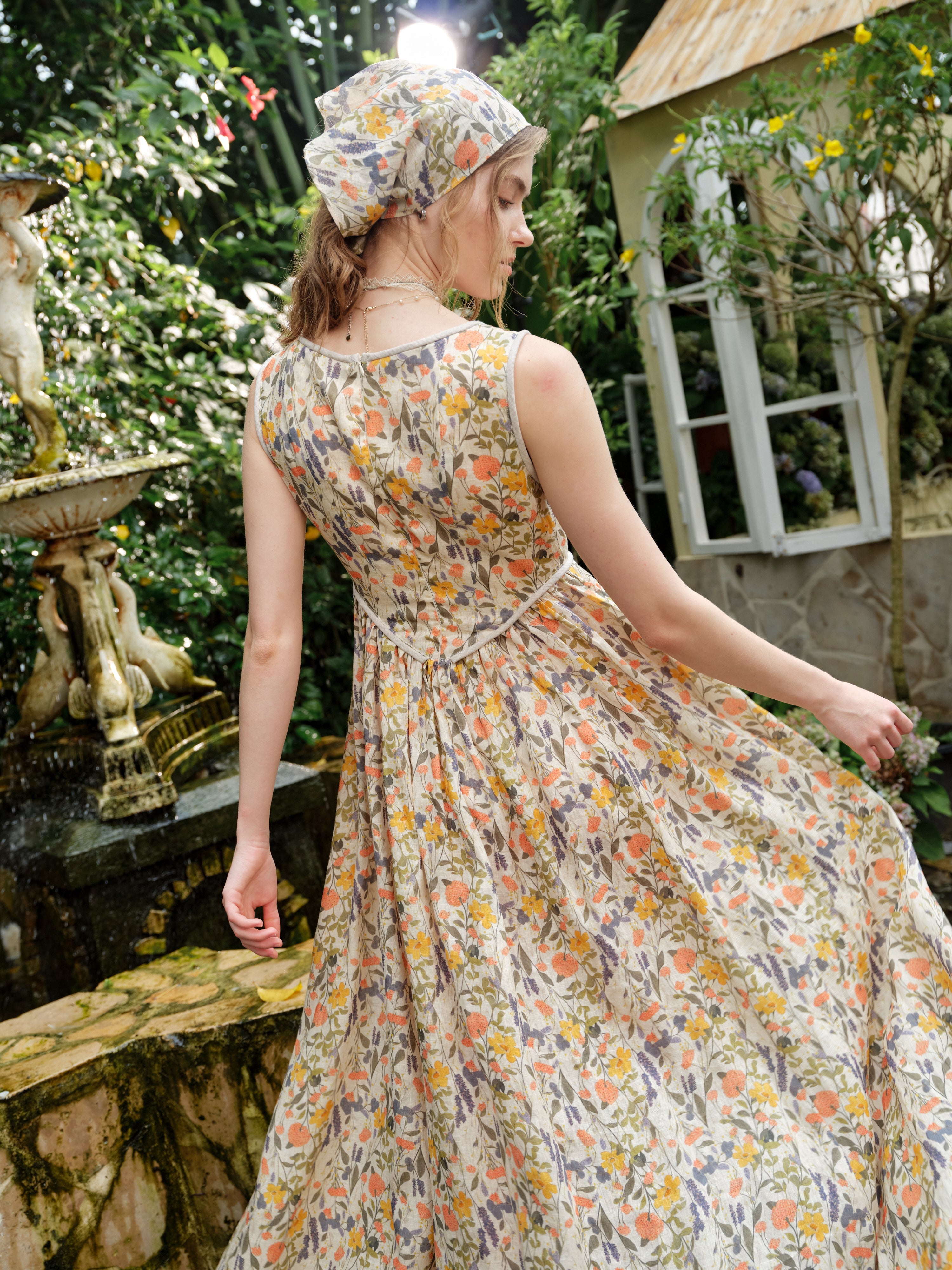 Anis 23 | Lace-up Jacquard Linen Corset Dress