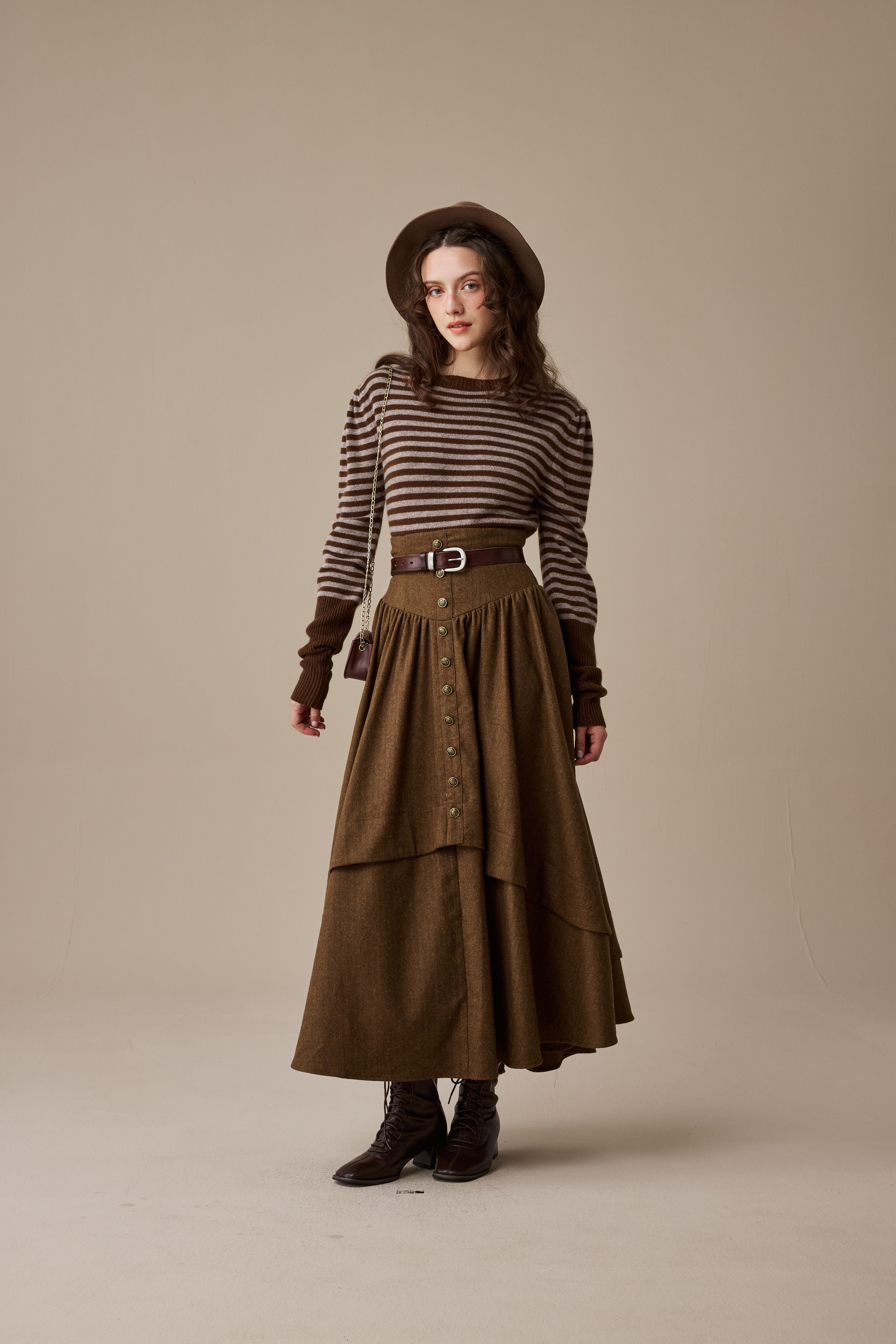 Christina 19 |Retro Layered Wool Skirt