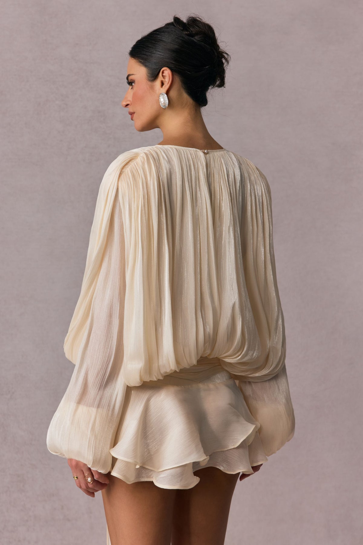 Beryl Pleated Ruffle Hem Mini Dress