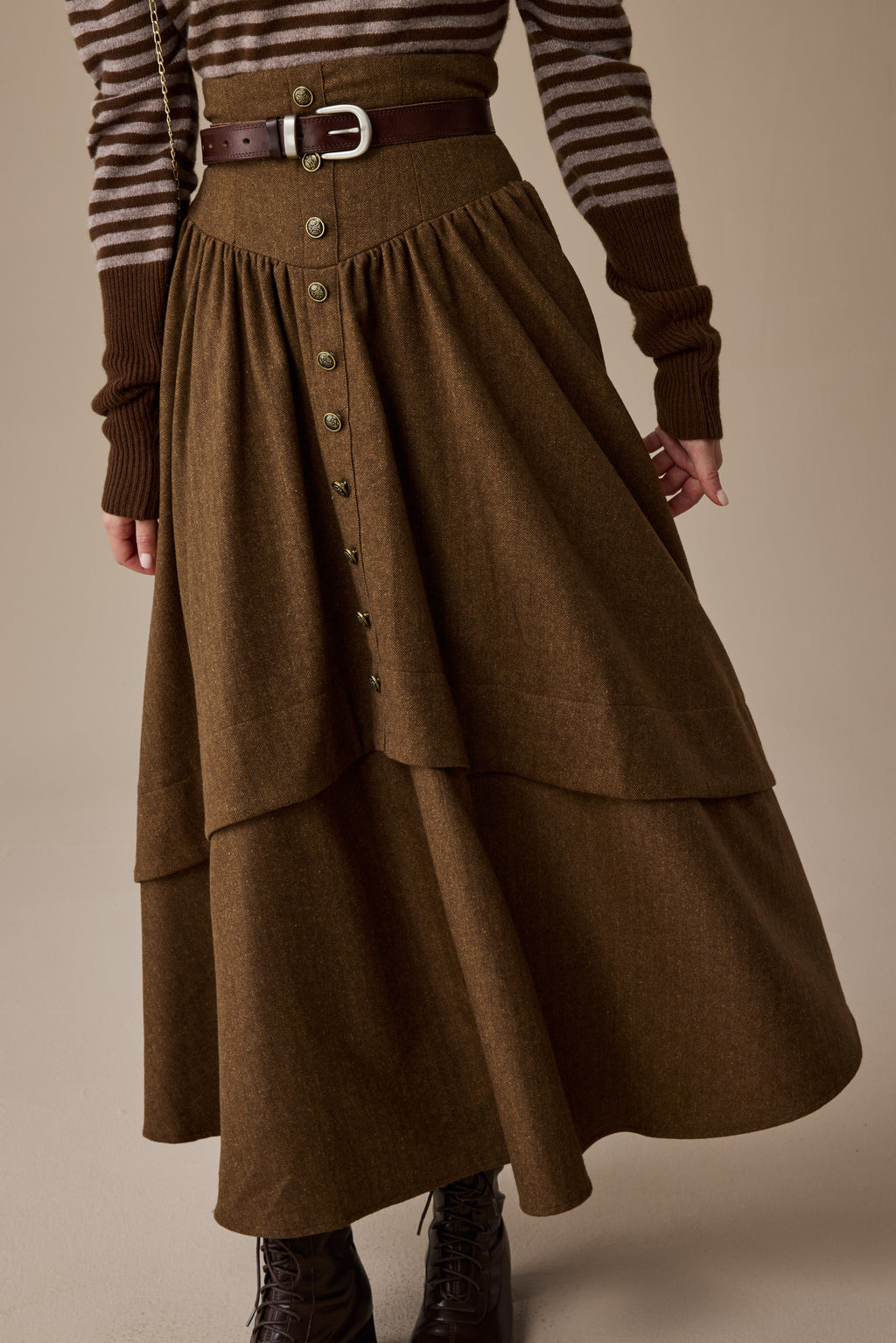 Christina 19 |Retro Layered Wool Skirt