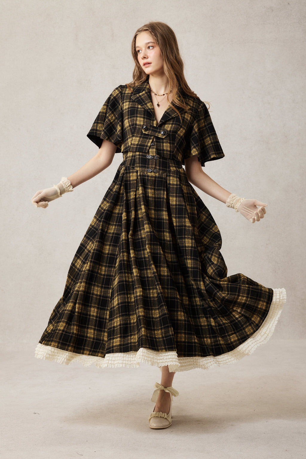 Clarise 22 |Retro Wool Skirt & Cape (2 pieces)