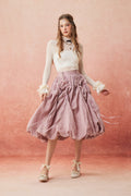 Camellia Bubble 22 | Drawstring Bubble Linen Skirt