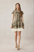 Lilypond 13 | 100% Wool Cable Knit Tiered Dress with scarf