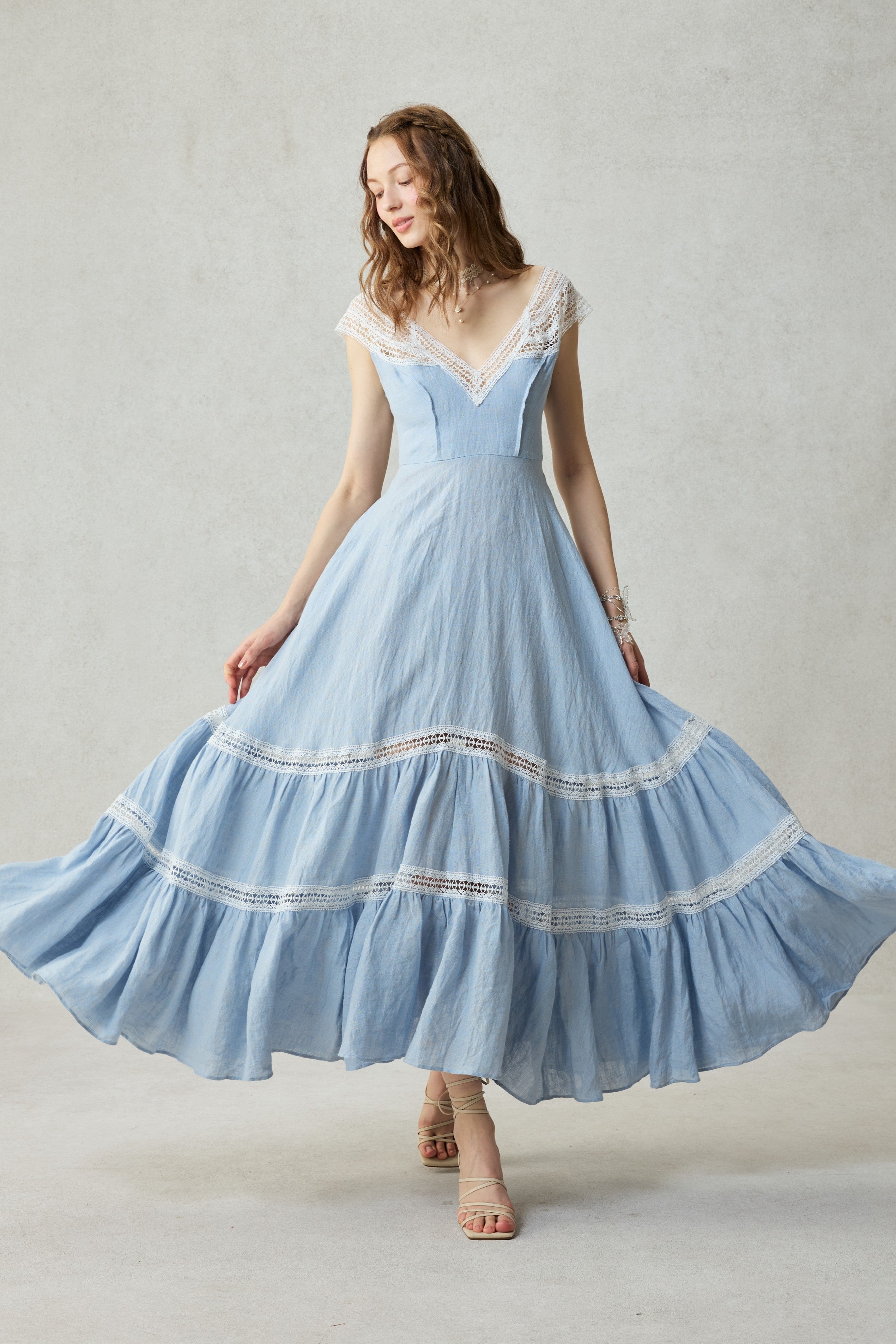 Cherry Tree 25 | Lace Linen flared dress
