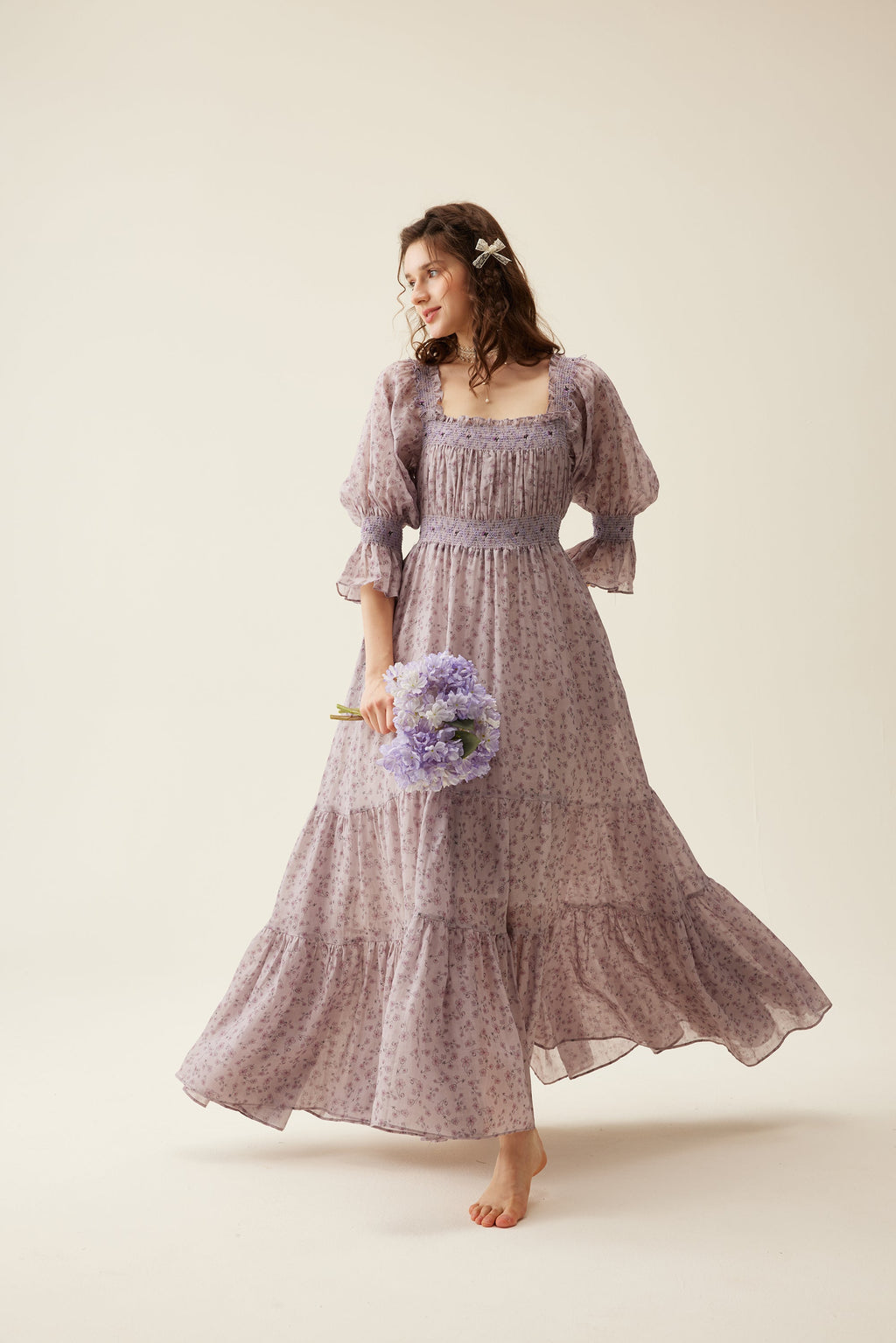 Cloud 21 | smocking embroidery linen dress