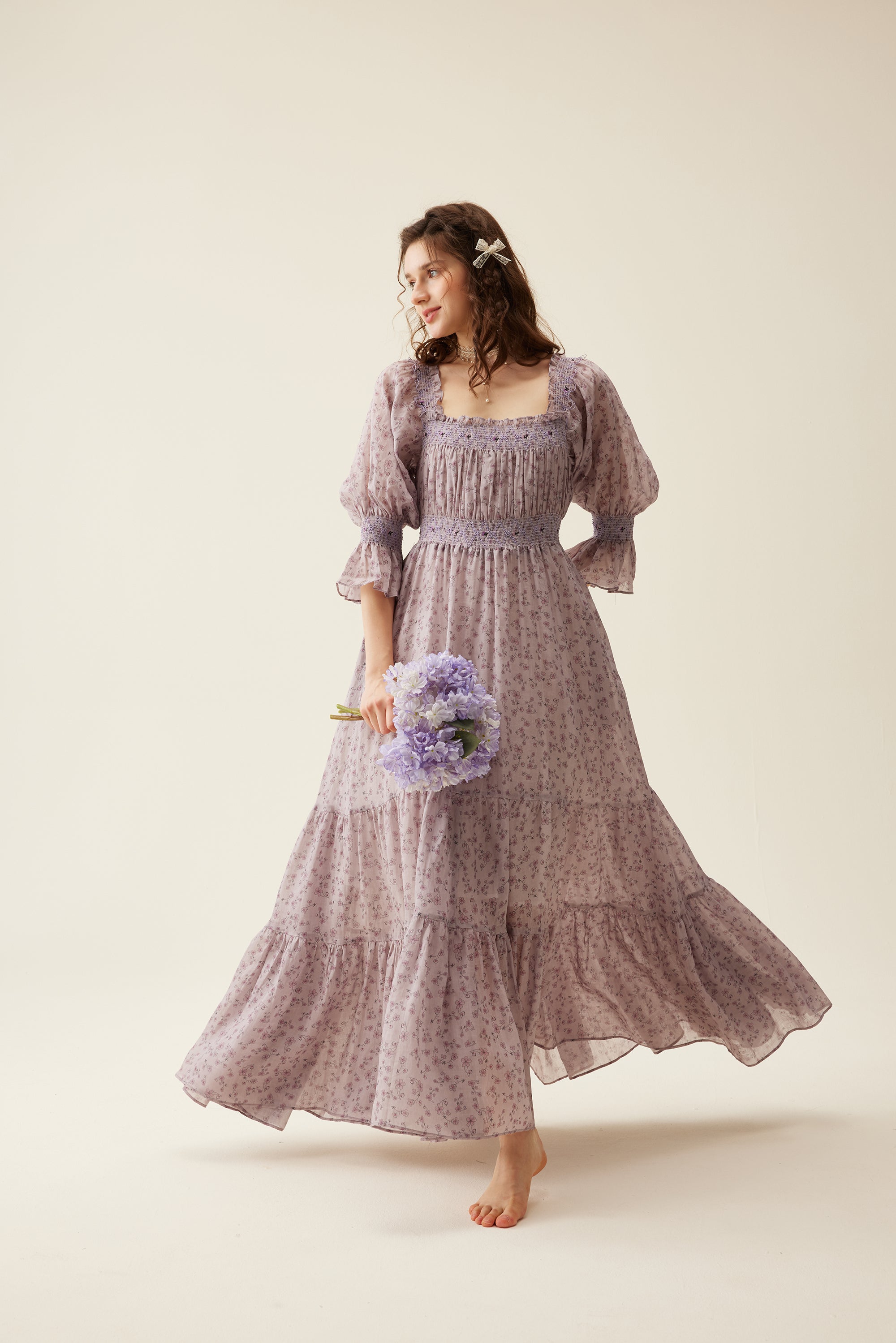 Cloud 21 | smocking embroidery linen dress