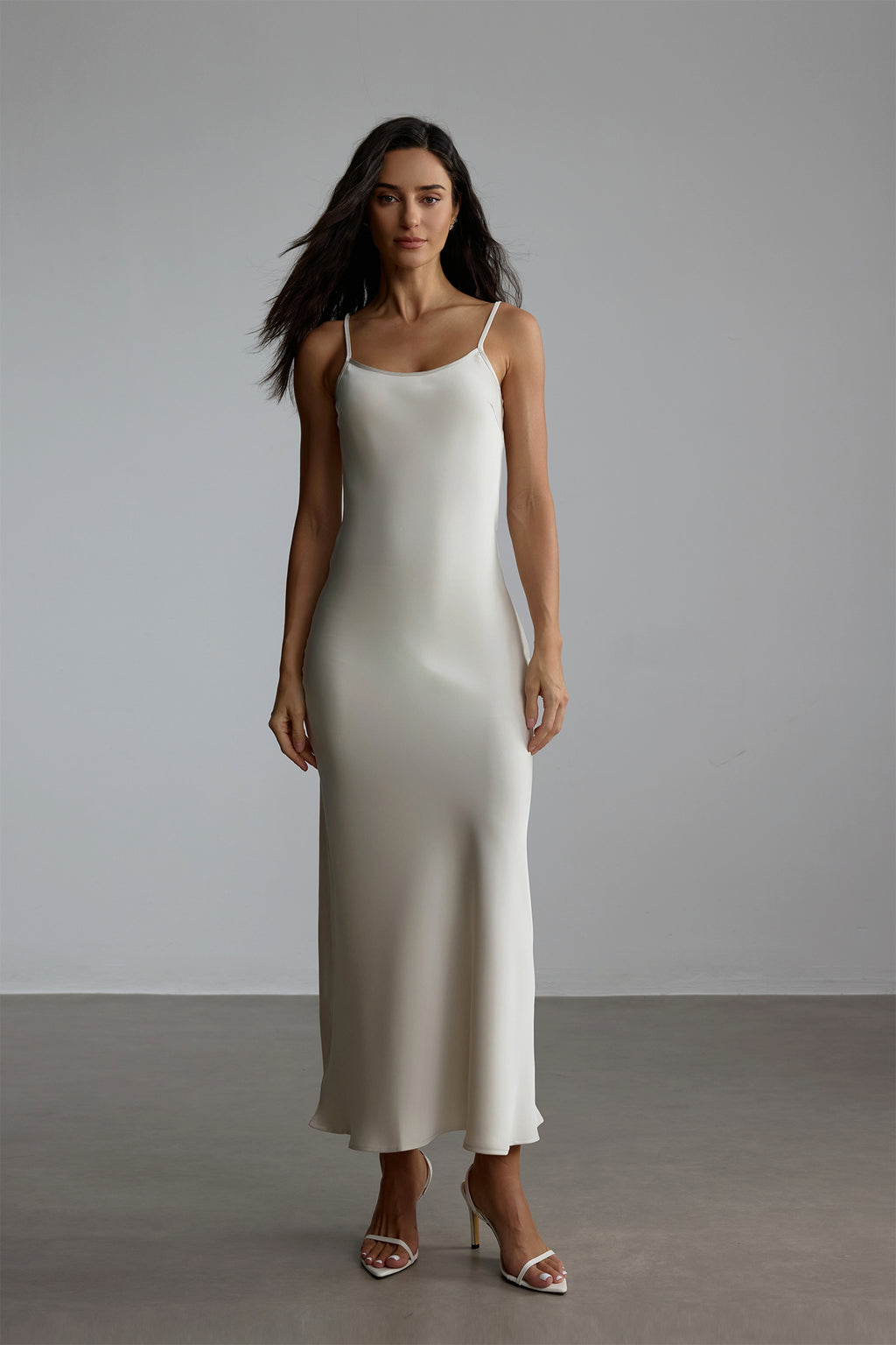 Elena Spaghetti Strap Maxi Dress With Cape Blouse