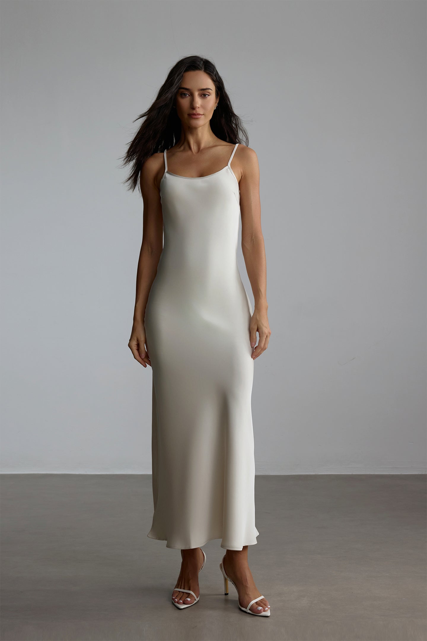 Elena Spaghetti Strap Maxi Dress With Cape Blouse