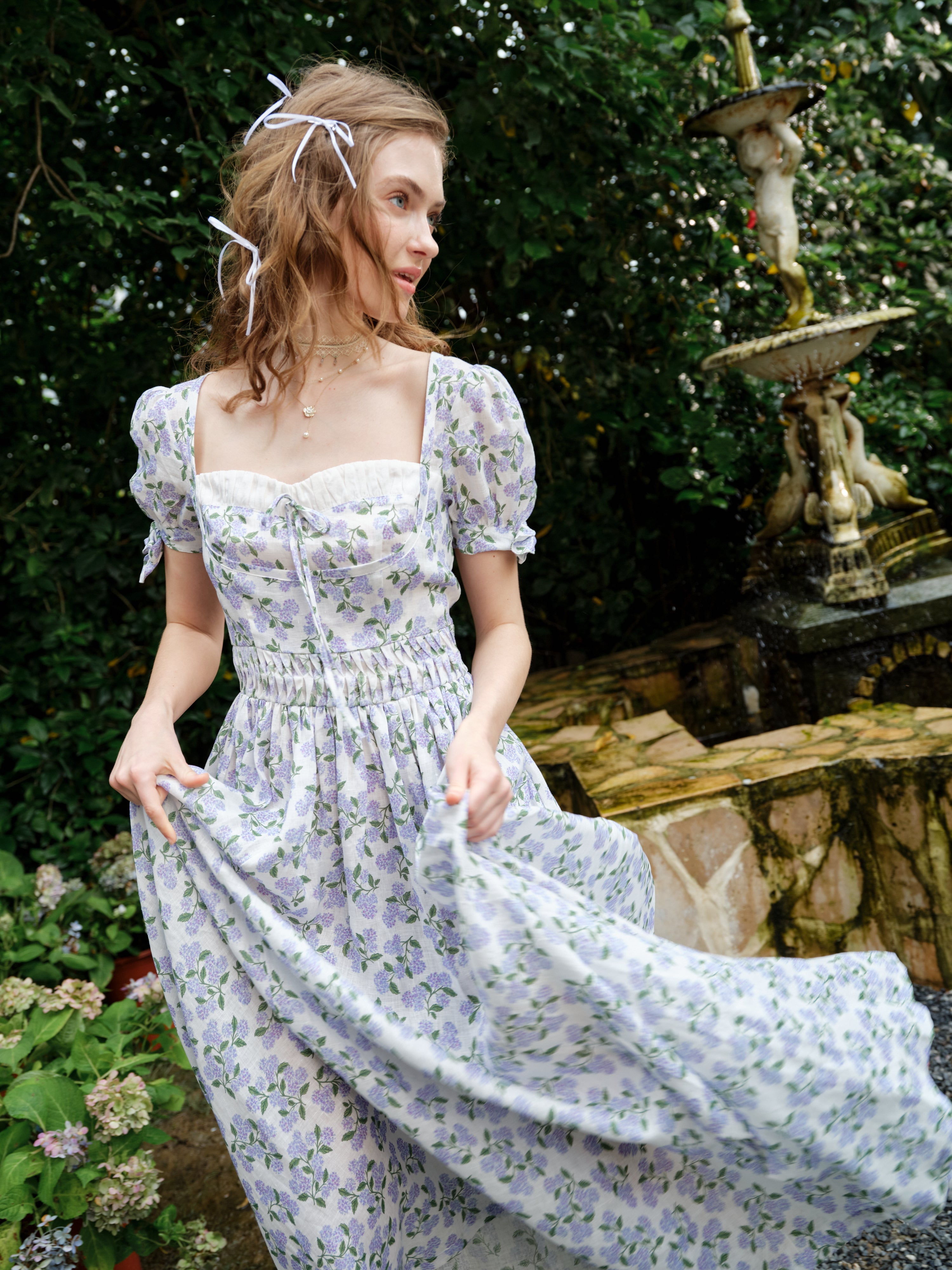 Hydrangea 27 | Corset Floral Linen Dress