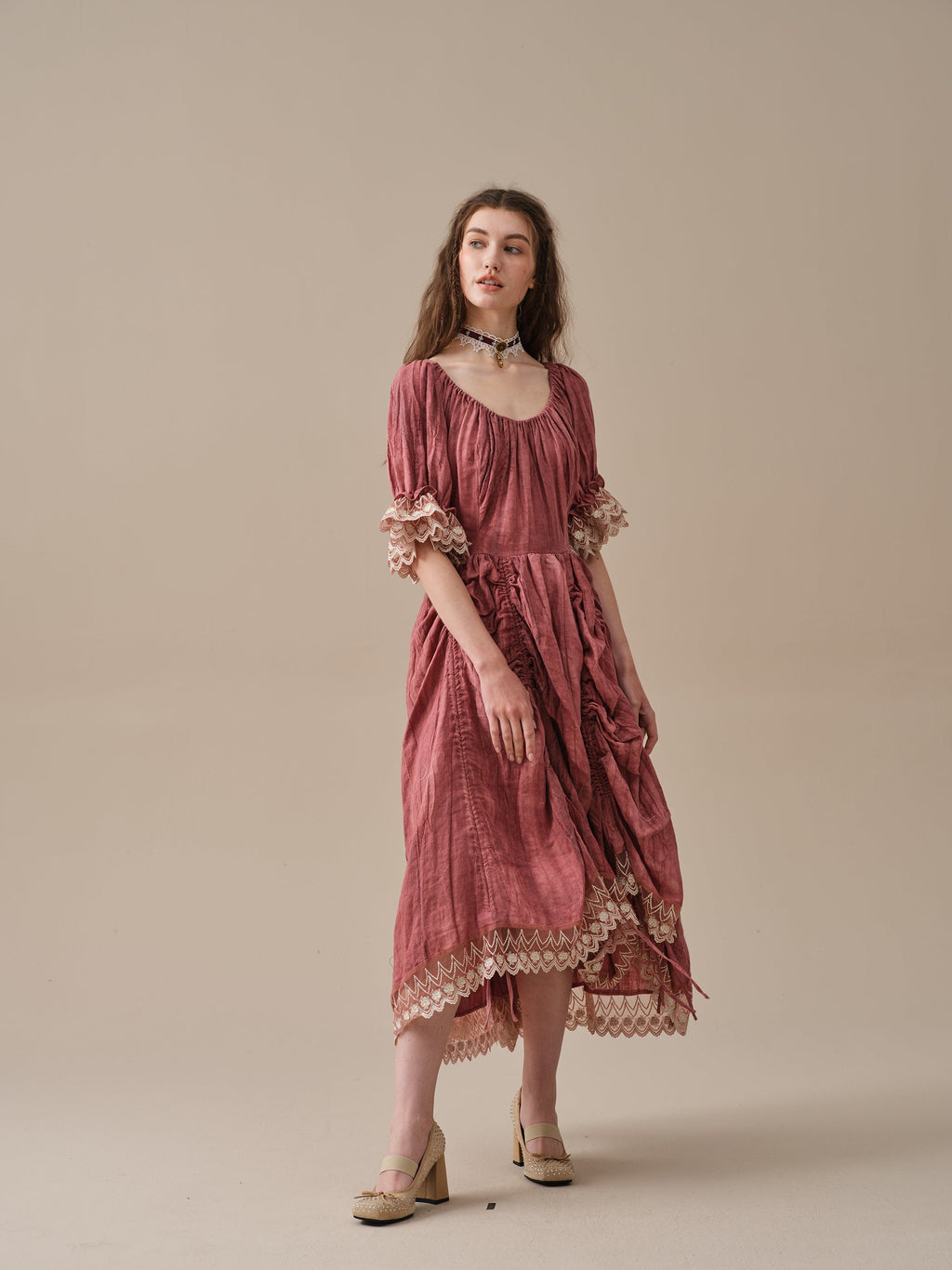 Elowen 27 | Lace Linen dress gown ( 2 way to wear )