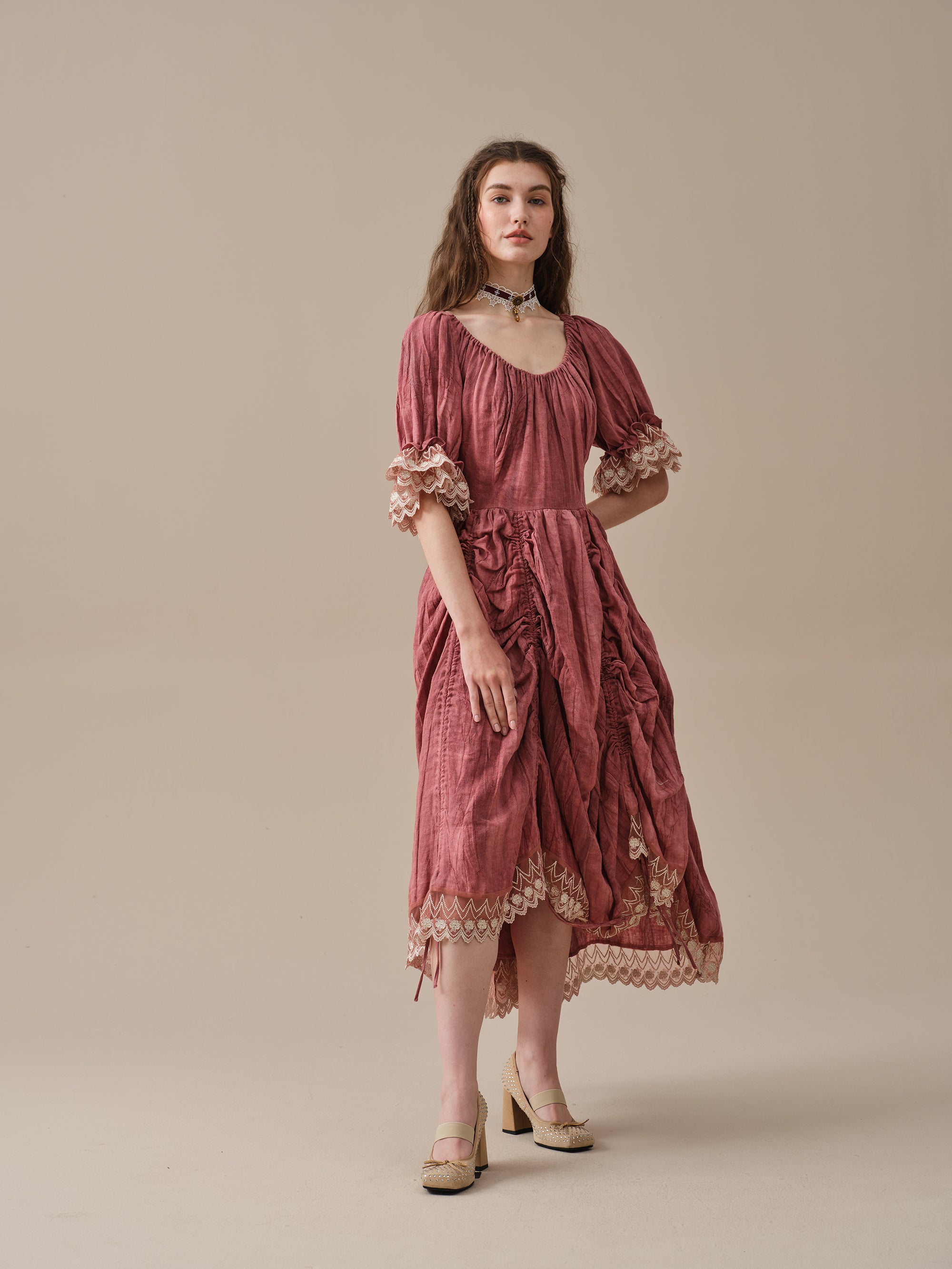 Elowen 27 | Lace Linen dress gown ( 2 way to wear )