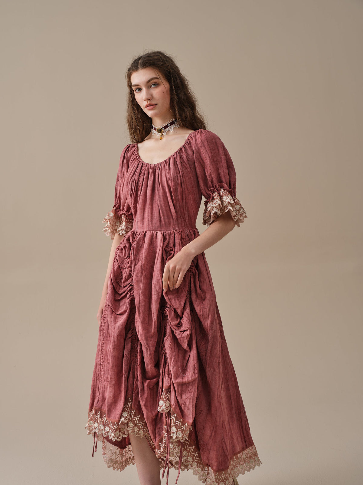 Elowen 27 | Lace Linen dress gown ( 2 way to wear )