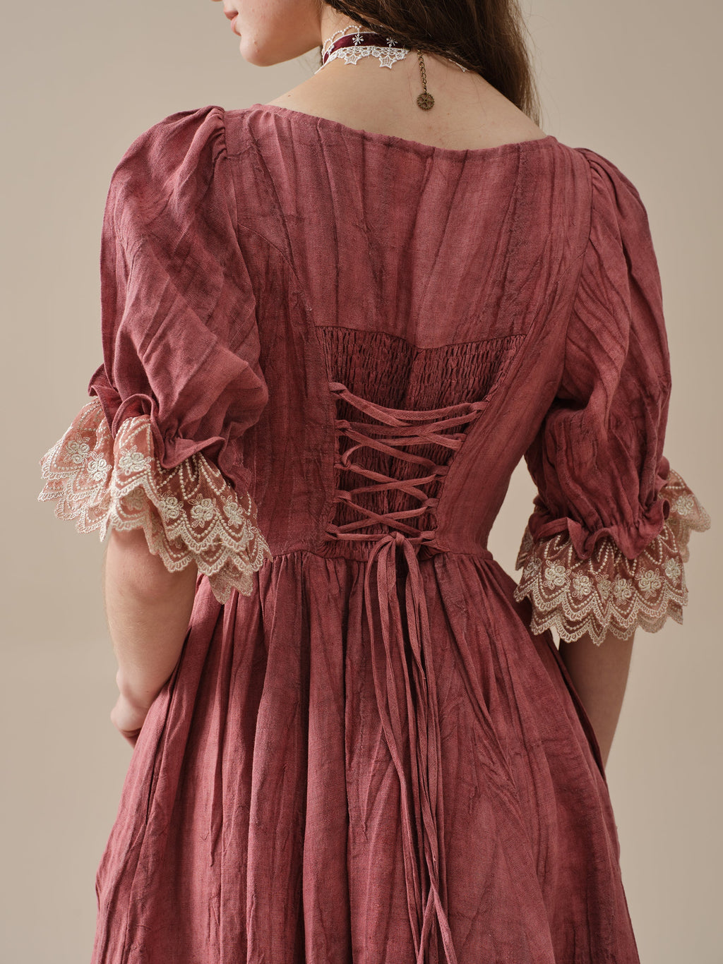 Elowen 27 | Lace Linen dress gown ( 2 way to wear )