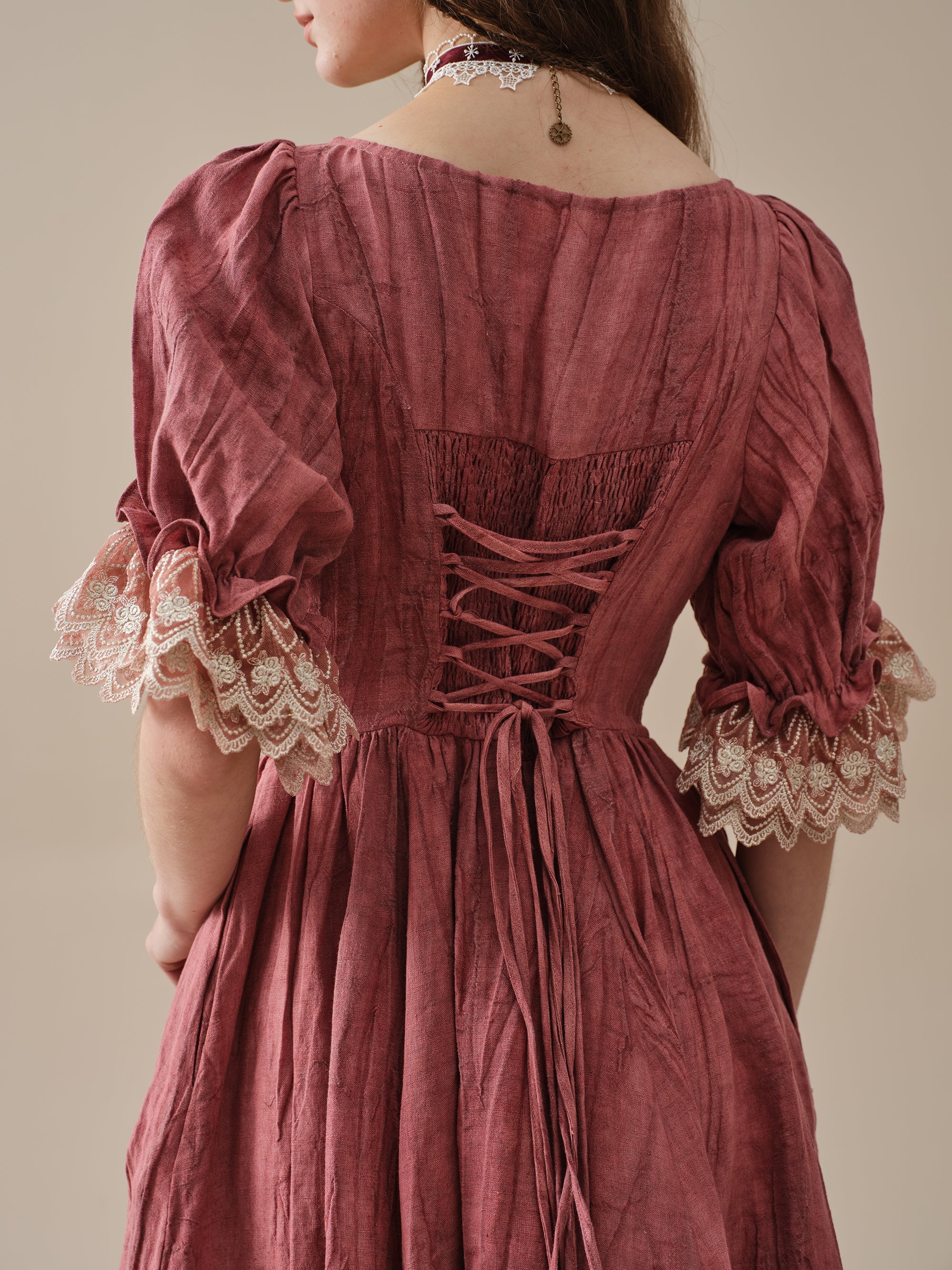 Elowen 27 | Lace Linen dress gown ( 2 way to wear )