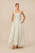 Marvelously Adorable White Polka Dots Maxi Dress