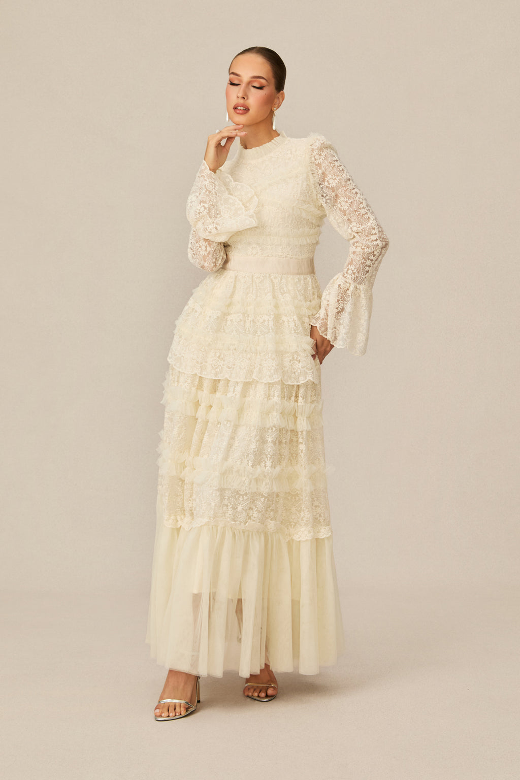 Alluring Love White Lace Tiered Maxi Dress