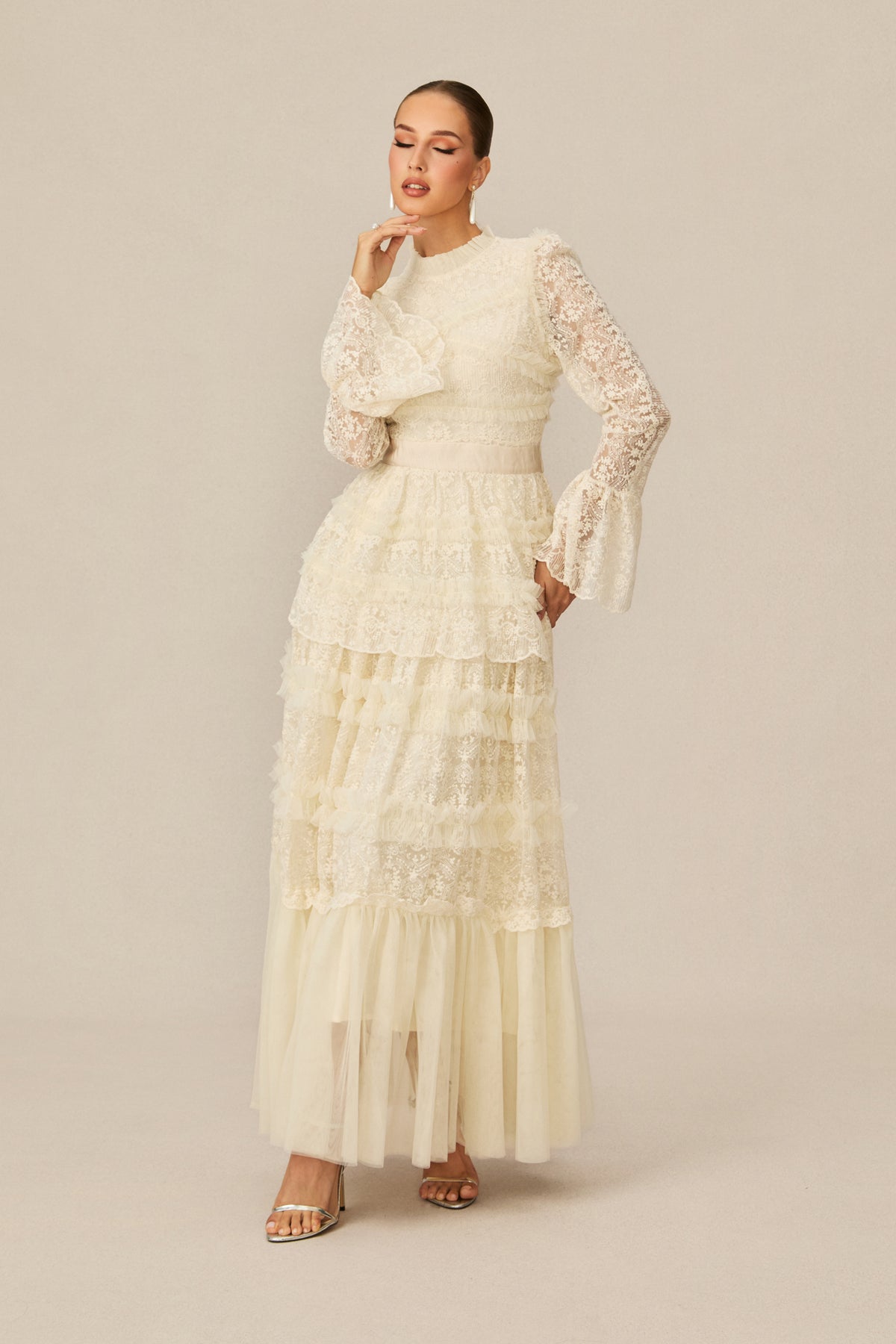 Alluring Love White Lace Tiered Maxi Dress