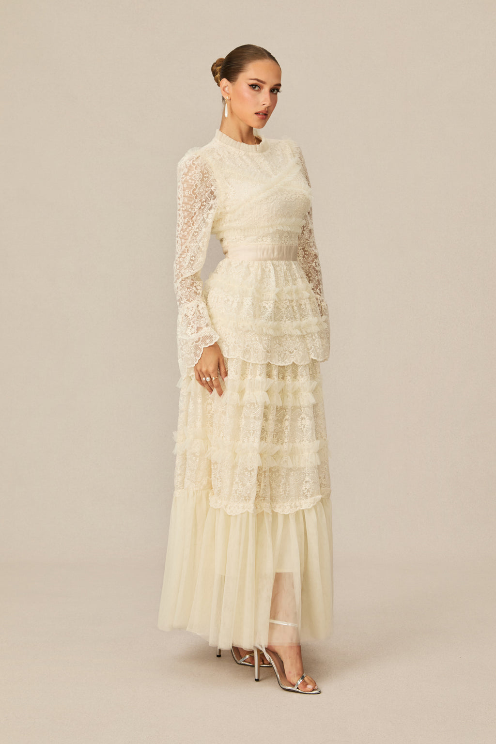 Alluring Love White Lace Tiered Maxi Dress