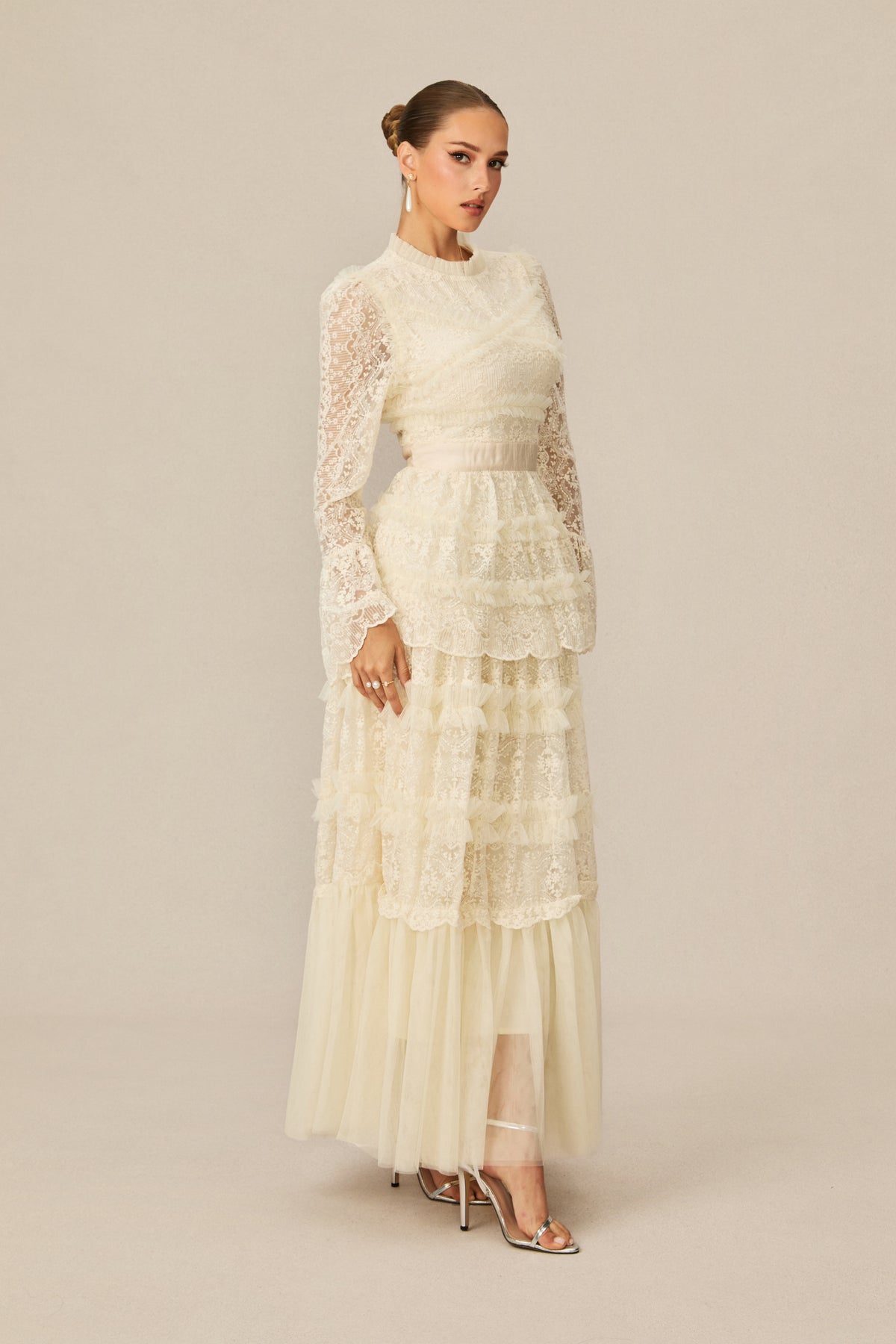 Alluring Love White Lace Tiered Maxi Dress
