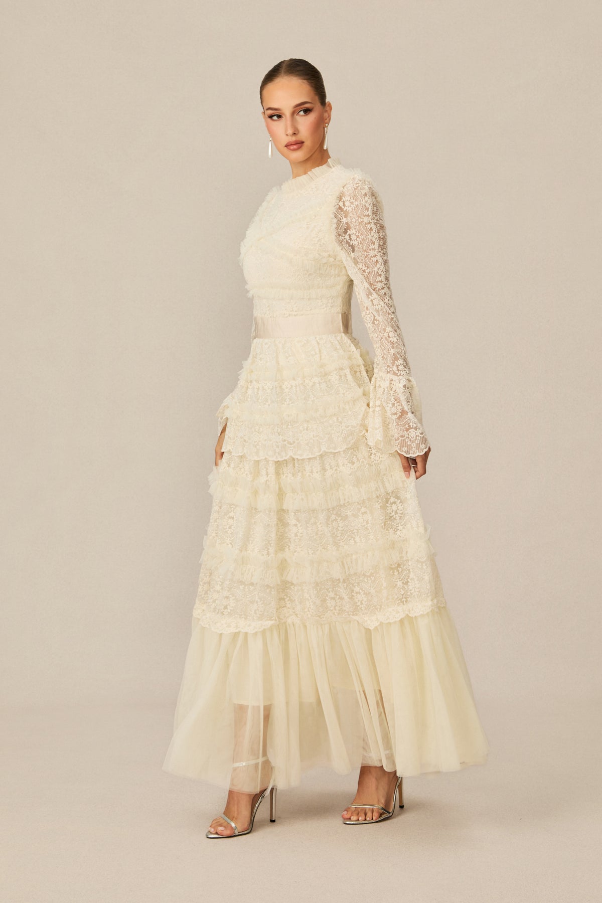 Alluring Love White Lace Tiered Maxi Dress
