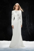 Remarkable Entrance White Floral Embroidered Long Sleeve Maxi Dress