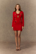 Garden Of Roses Red Sequin Trim Knit Mini Dress