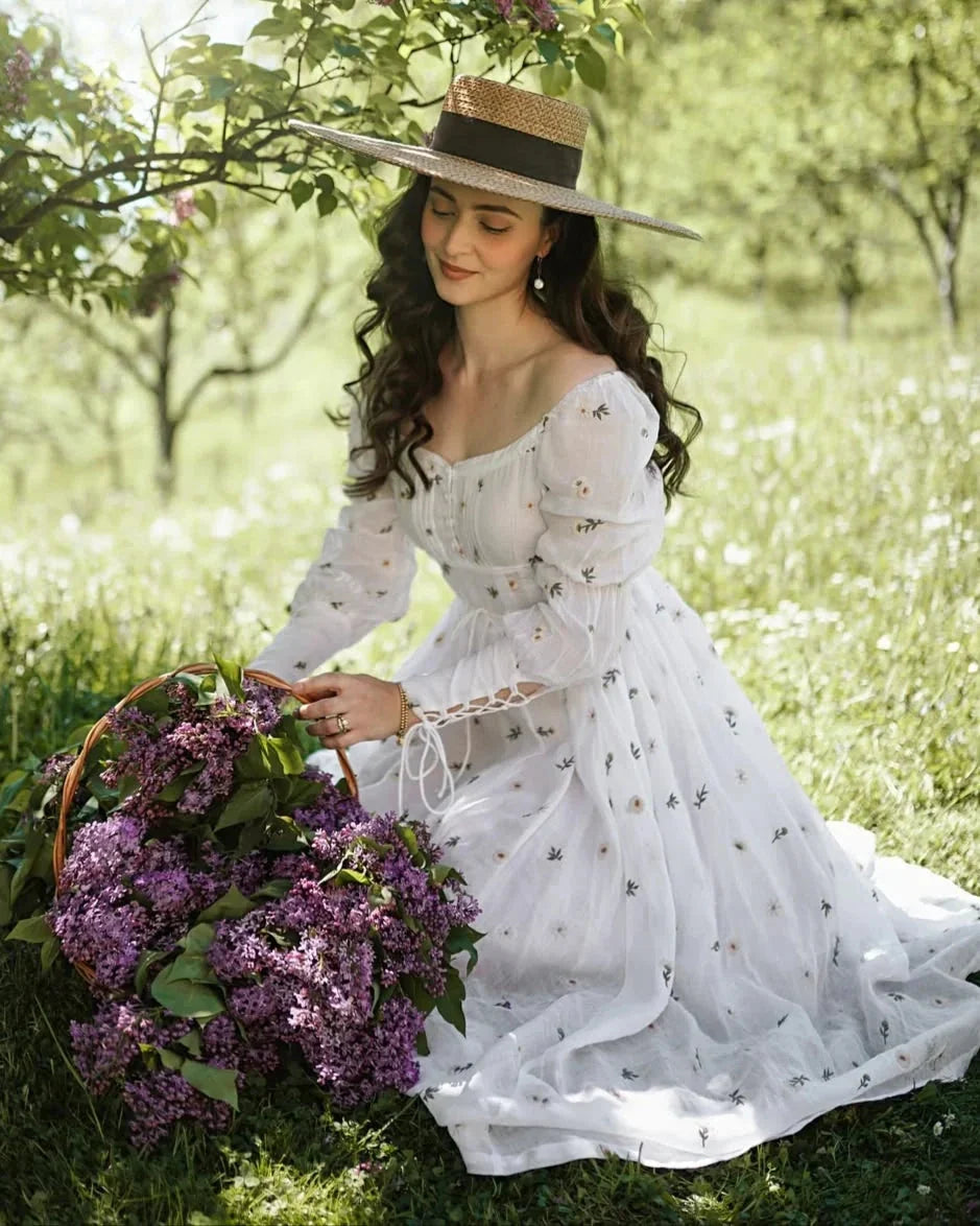 Sakura 21 | Lace-up maxi linen dress