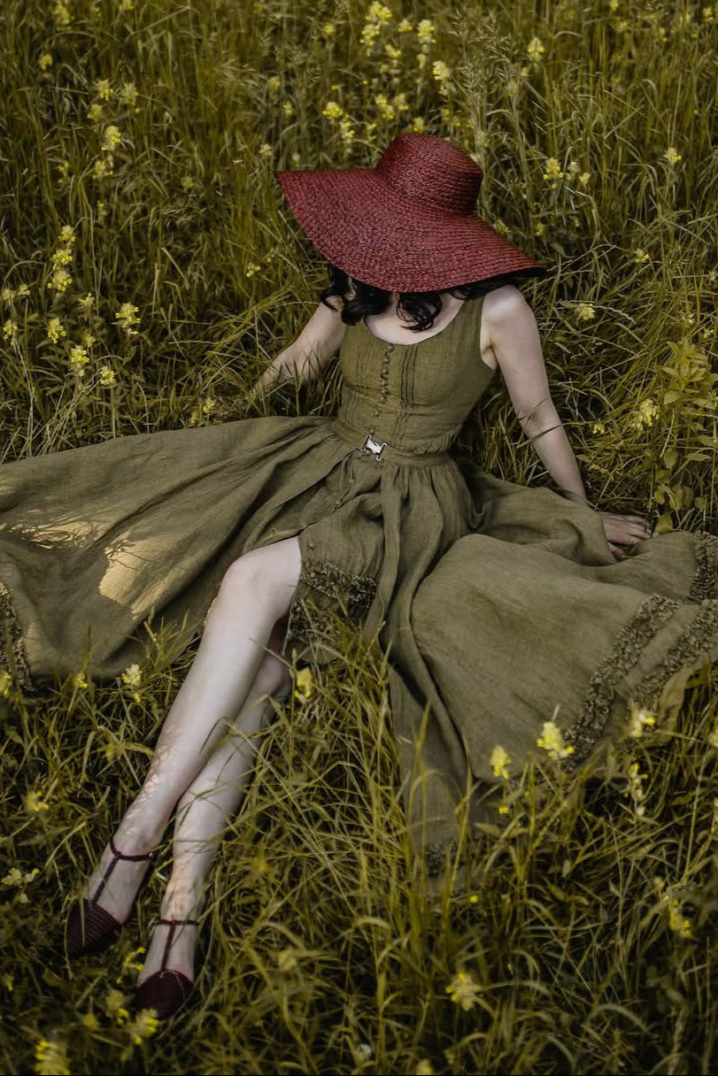 Wearable Poetry 17 | Ruffled linen dress & skirt （2 pieces)