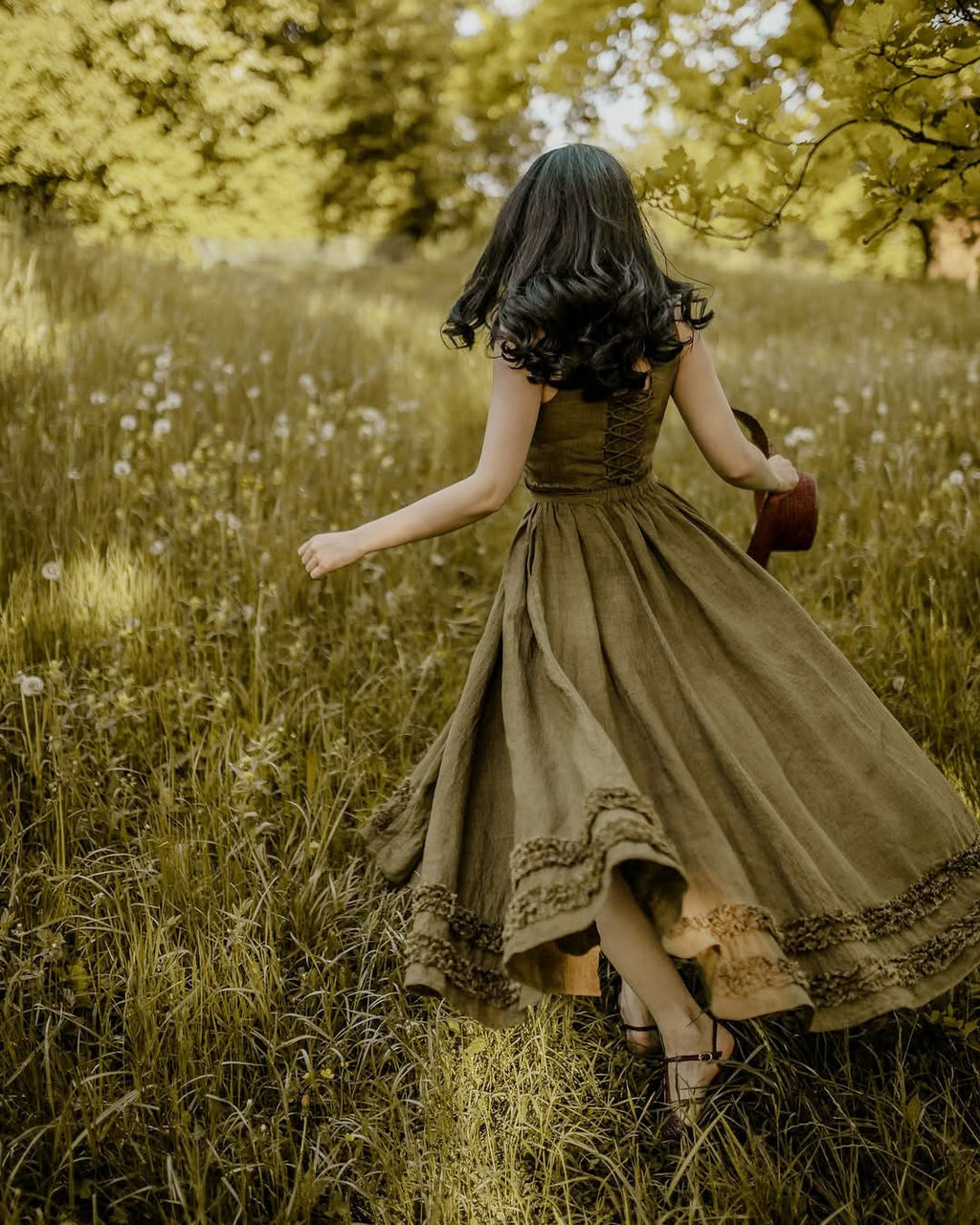 Wearable Poetry 17 | Ruffled linen dress & skirt （2 pieces)