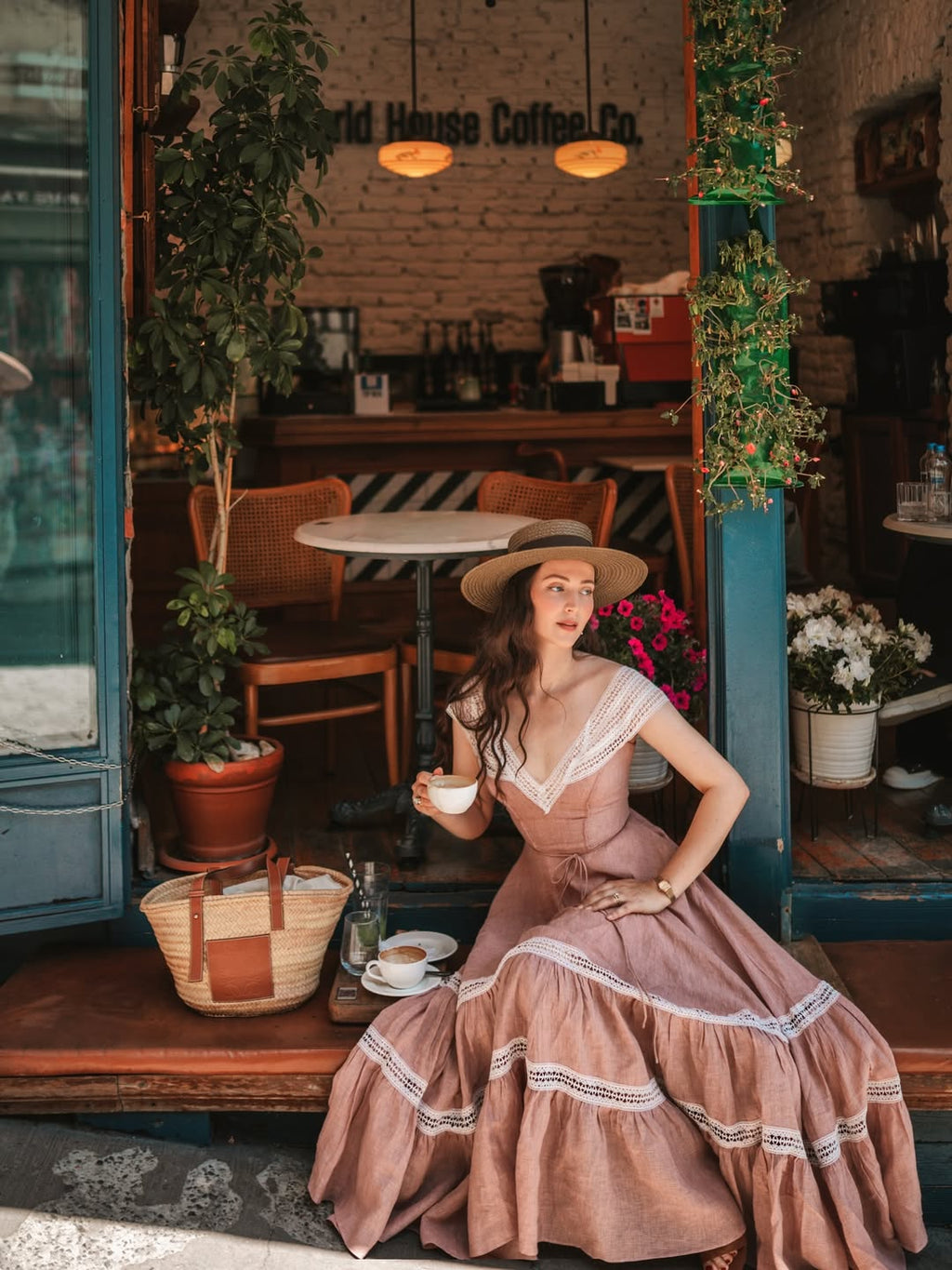 Cherry Tree 25 | Lace Linen flared dress