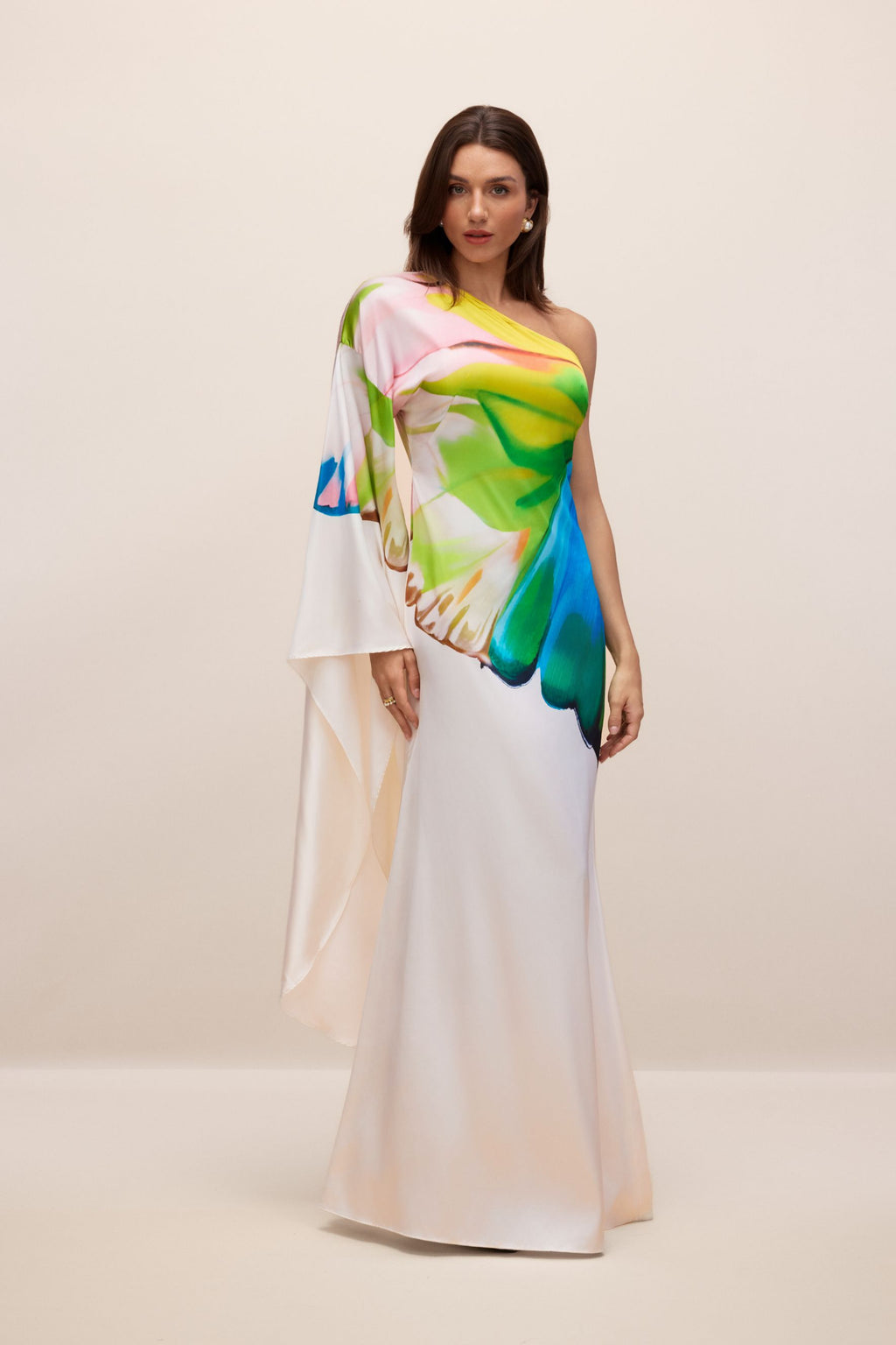 Bernice Printed Single Sleeve Maxi Dress
