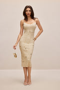 Lydia Beaded Ribbed Knit Midi Dress