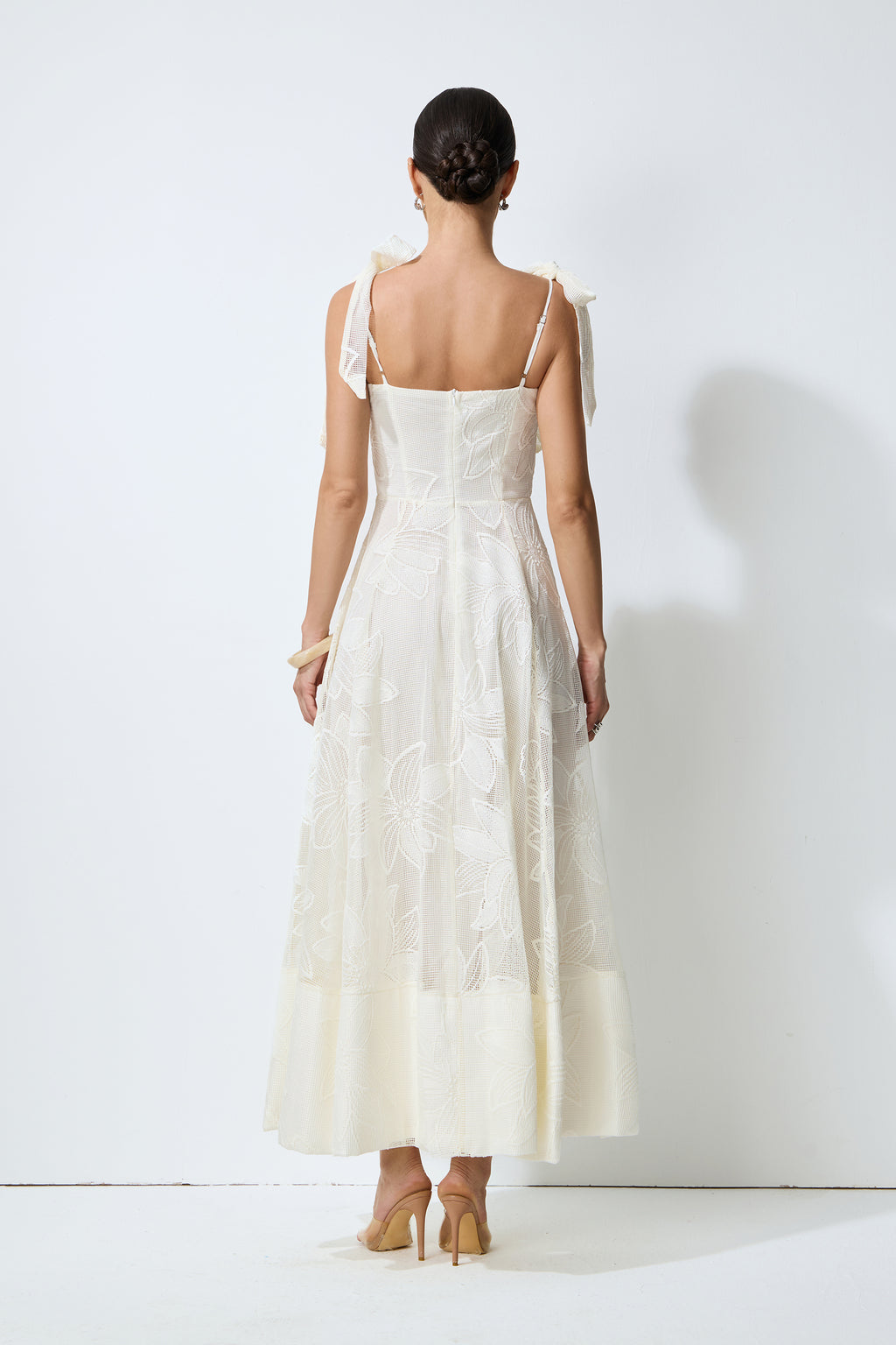 Feeling Of Forever White Floral Lace Tie-Strap Maxi Dress