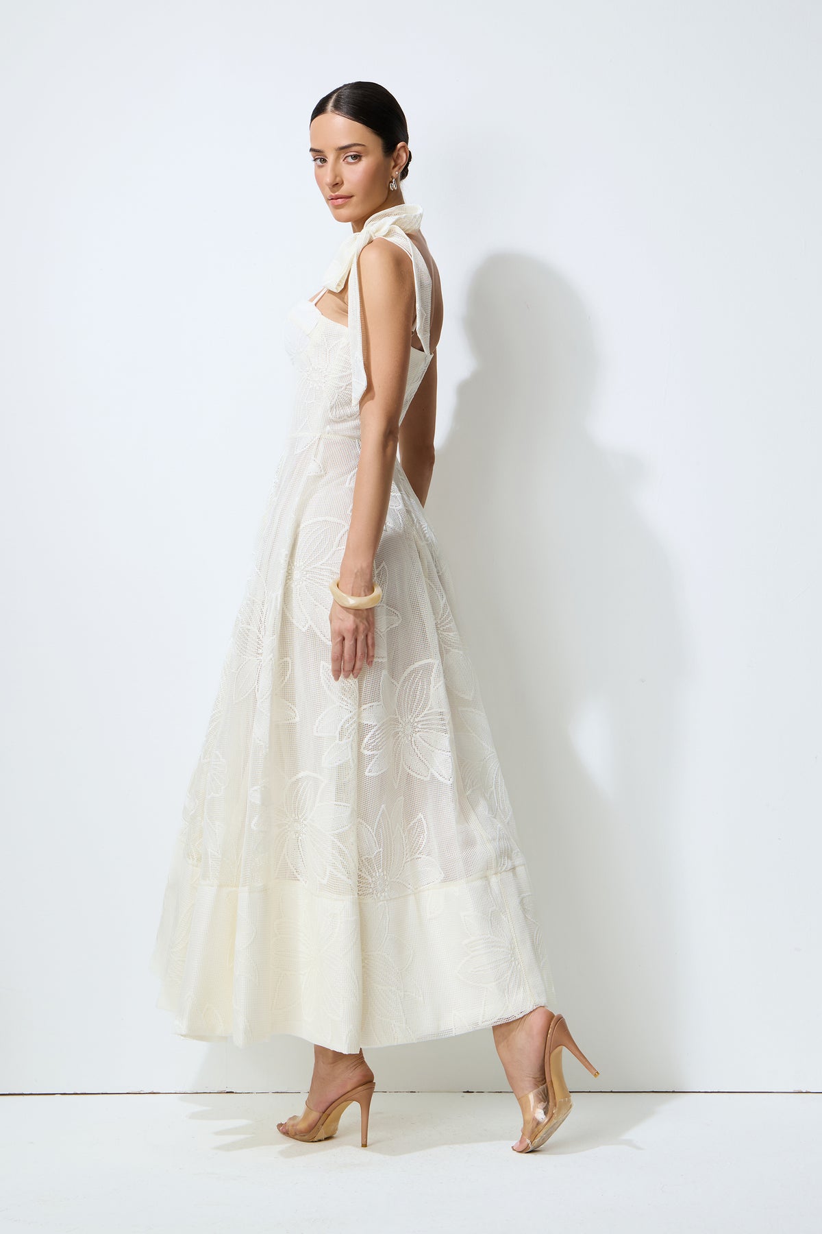 Feeling Of Forever White Floral Lace Tie-Strap Maxi Dress