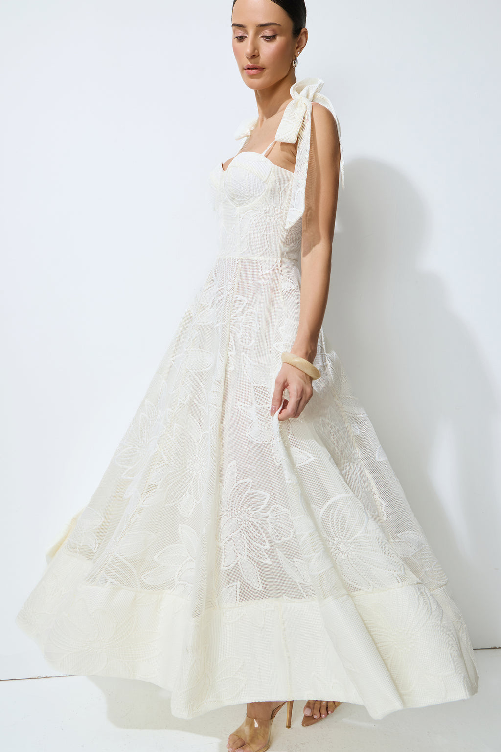 Feeling Of Forever White Floral Lace Tie-Strap Maxi Dress