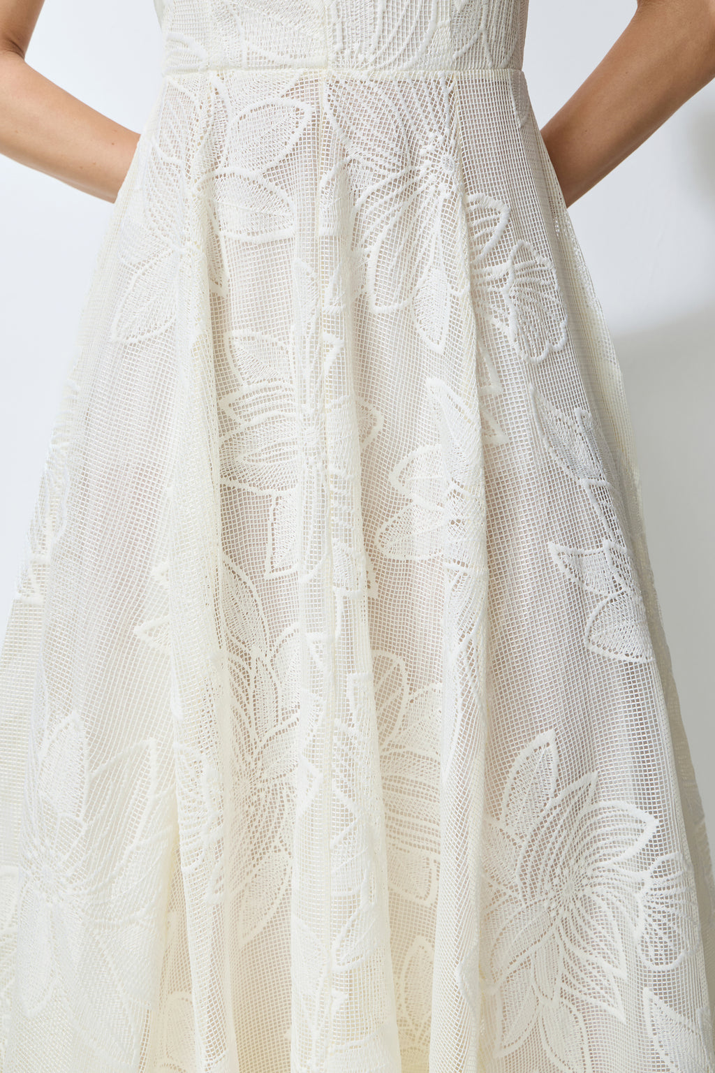 Feeling Of Forever White Floral Lace Tie-Strap Maxi Dress