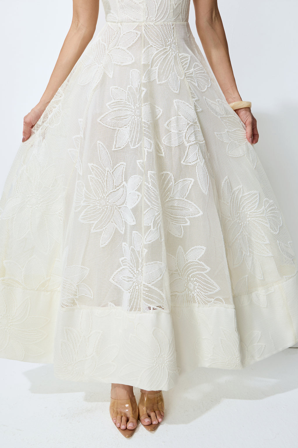 Feeling Of Forever White Floral Lace Tie-Strap Maxi Dress